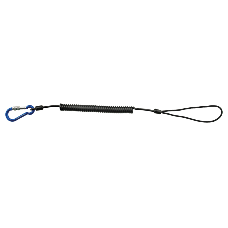 Aliens Spiralkabel 4mm schwarz mit Minikarabiner Schraube schwarz und Schlaufe