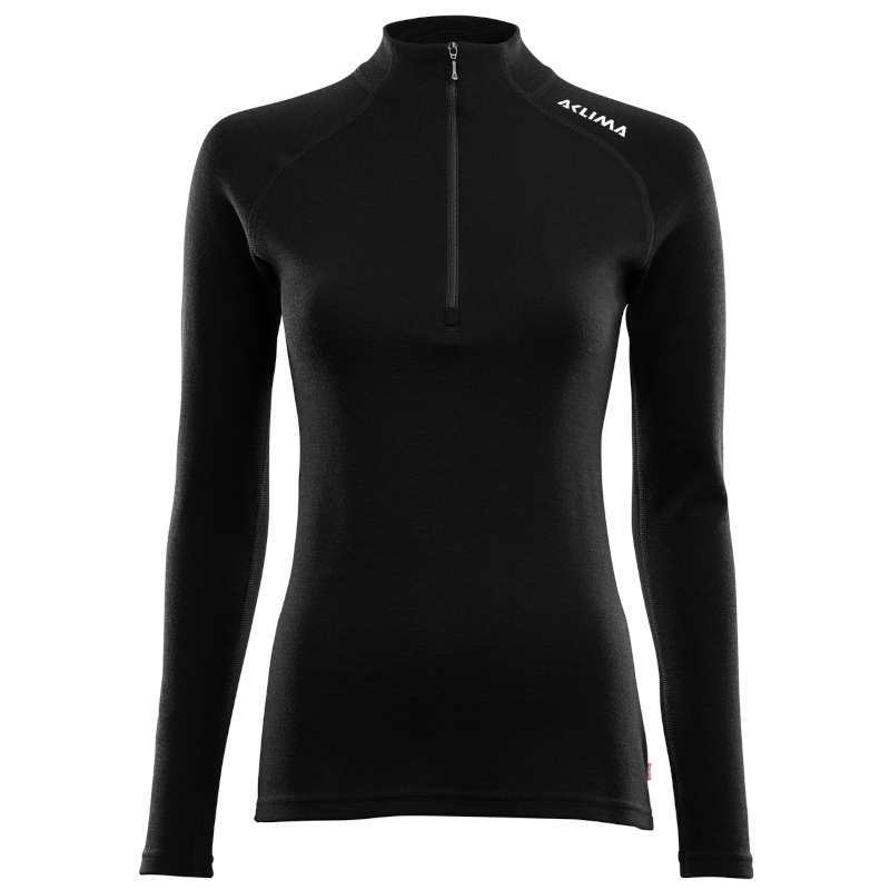 Aclima Warmwool 200 Mock Neck Zip Women jet black L