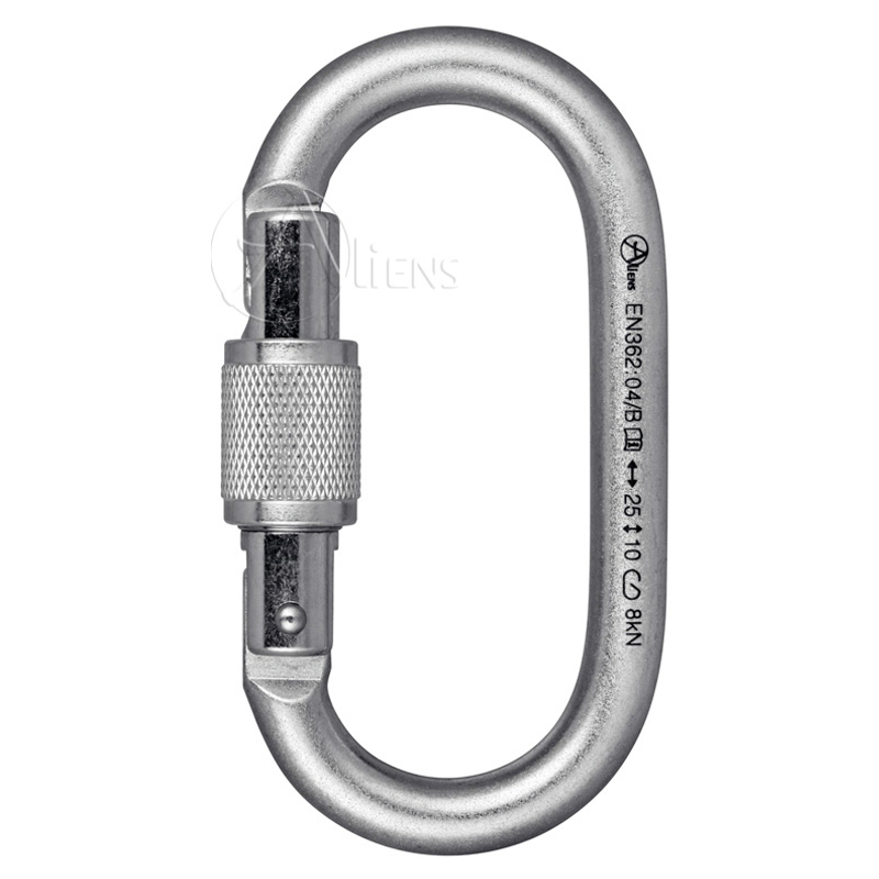 Aliens Karabiner Stahl Total Oval Screw Keylock verzinkt