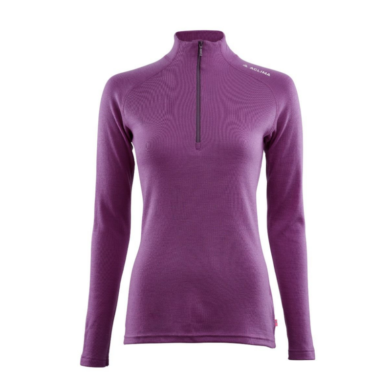 Aclima Warmwool 200 Mock Neck Zip Women sunset purple L