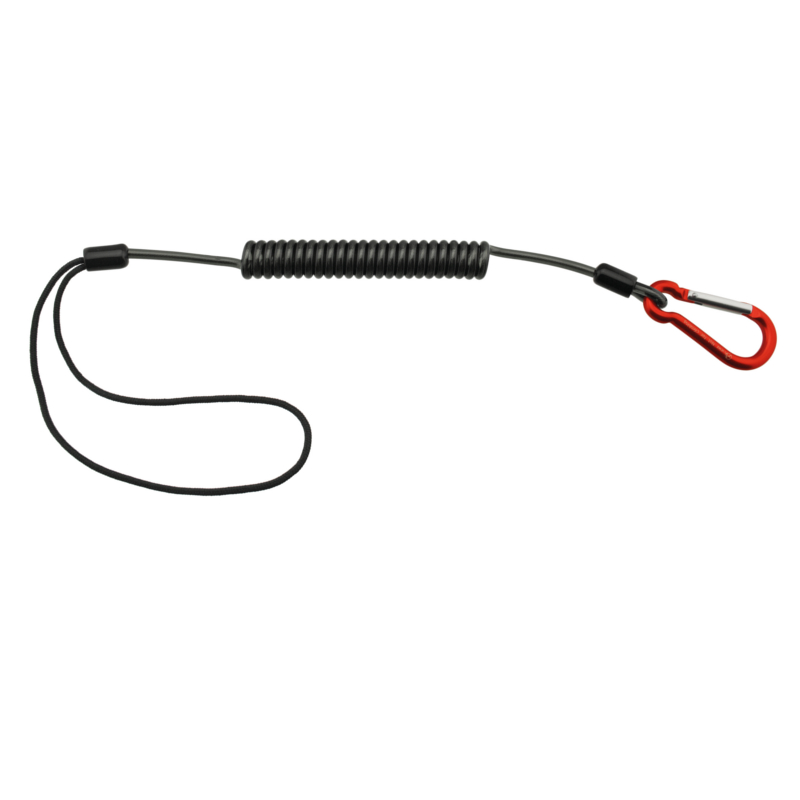 Aliens Spiralkabel 6mm transparent mit Minikarabiner Schnapper schwarz
